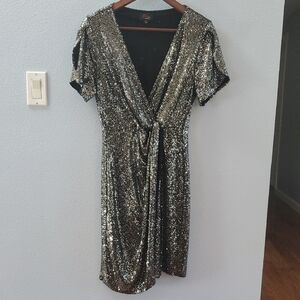 JM Studio Silver Elegant Sequin Black Dress